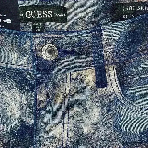 Guess 1981 Metallic Floral Skinny High Trendy Jeans Size 26. 2024 Trend! - Picture 7 of 8